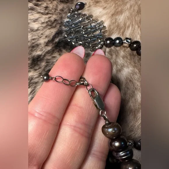 Tahitian Peacock Pearl & Tel Aviv Sterling Silver Medallion Necklace